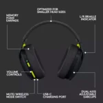 LOGITECH G435 LIGHTSPEED Wireless Gaming Headset - BLACK - Image 6