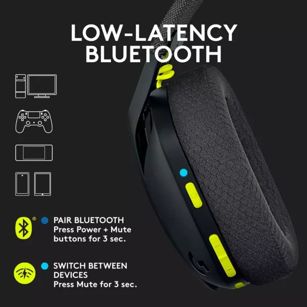 LOGITECH G435 LIGHTSPEED Wireless Gaming Headset - BLACK - Image 2